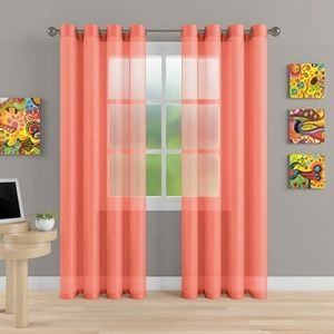 Sheer Coral Voile Curtains with Grommets